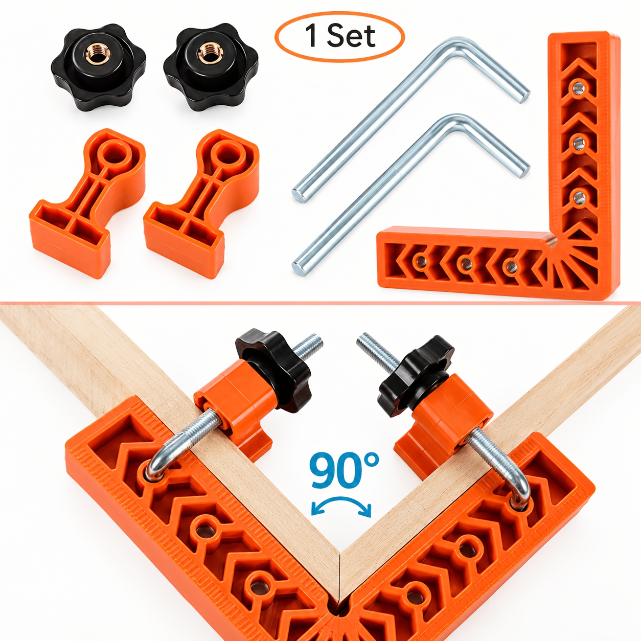 TEMU 1set 90-degree Precision Right-angle Jig, Suitable For Woodworking, Picture Frames, Boxes, And Drawers - Durable Abs Construction ( Of 7