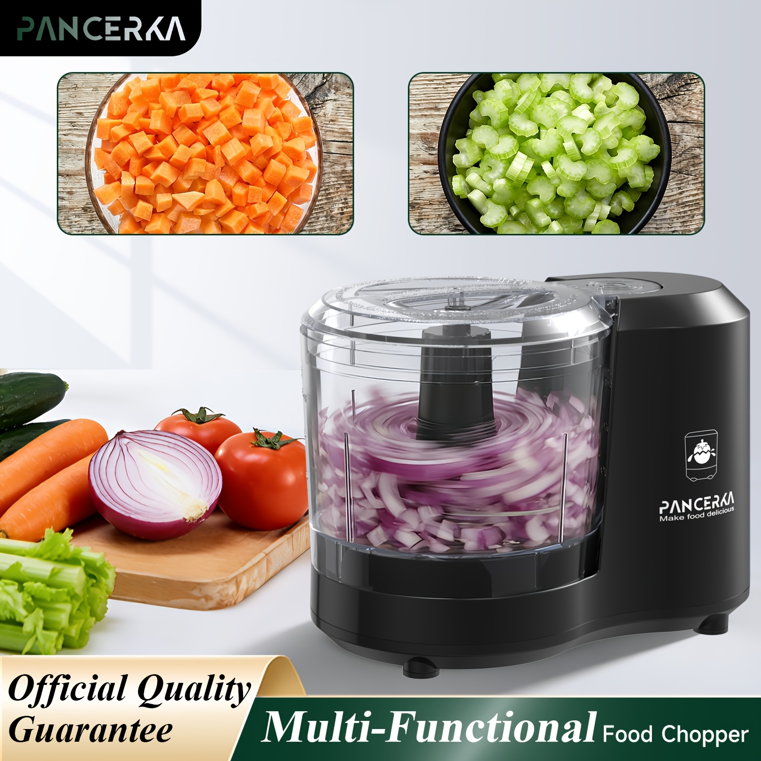 PANCERKA Electric Vegetable Chopper – Multi-Function Food Processor for Dicing, Mincing & Puree, Baby Food Blender, Mixer Grinder for Kitchen, Black — Zaynora Luxury Marketplace