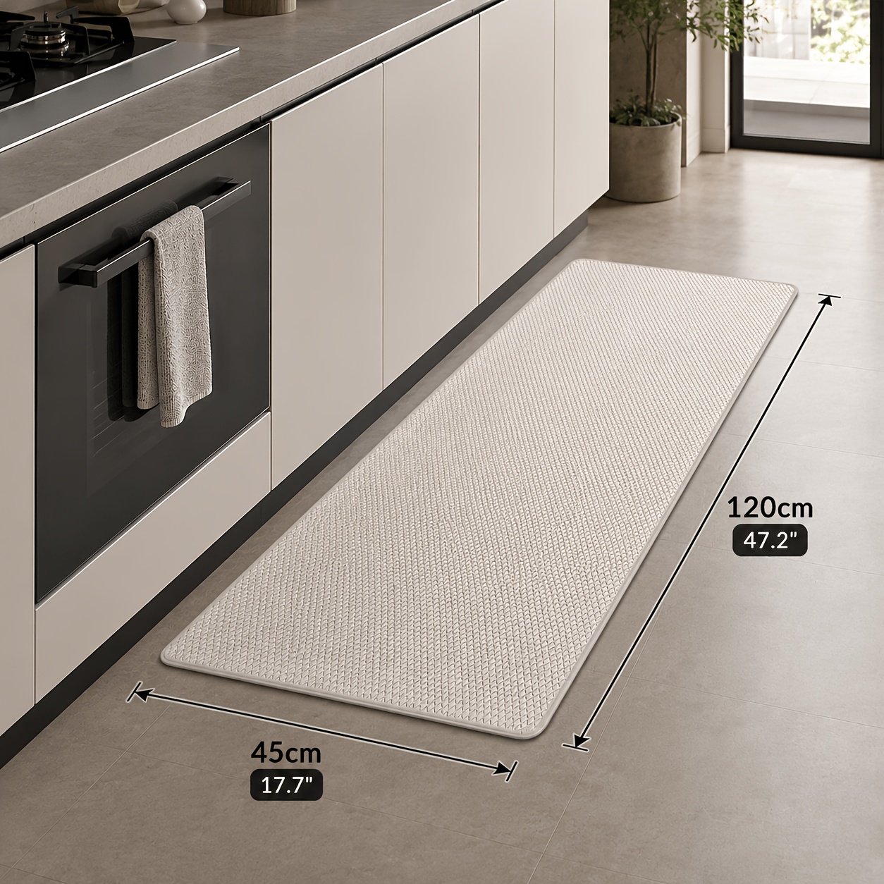 Image of Comfortable Standing Kitchen Mats For Floor - Non Slip Easy To Clean Mat For Kitchen, Sink, Garage& Bathroom, High Quality Foam Rugs