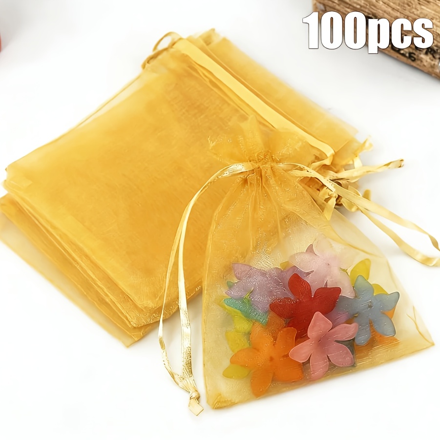 TEMU Regalo /Lui 100pz Sacchetti in Organza e Rosa con Coulisse - Sacchetti Regalo Trasparenti per Gioielli, Adatti per Feste, Matrimoni, Feste, San