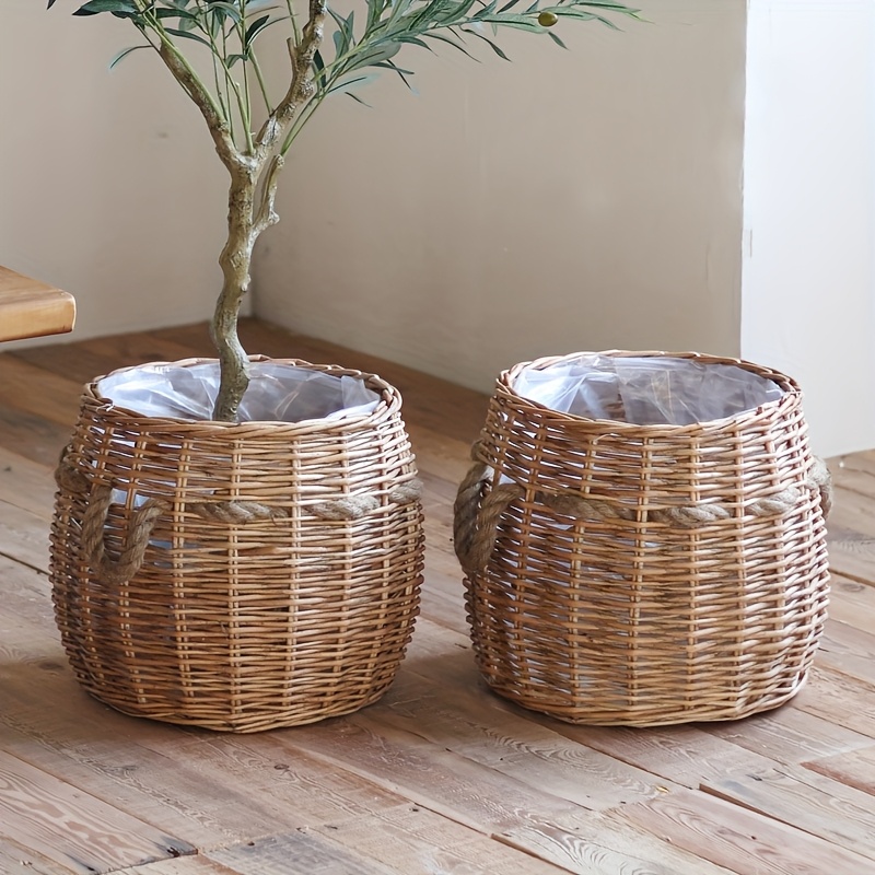 Cestino Con Manico, Cesto Naturale Per Piantare, Cesto - Foto 2