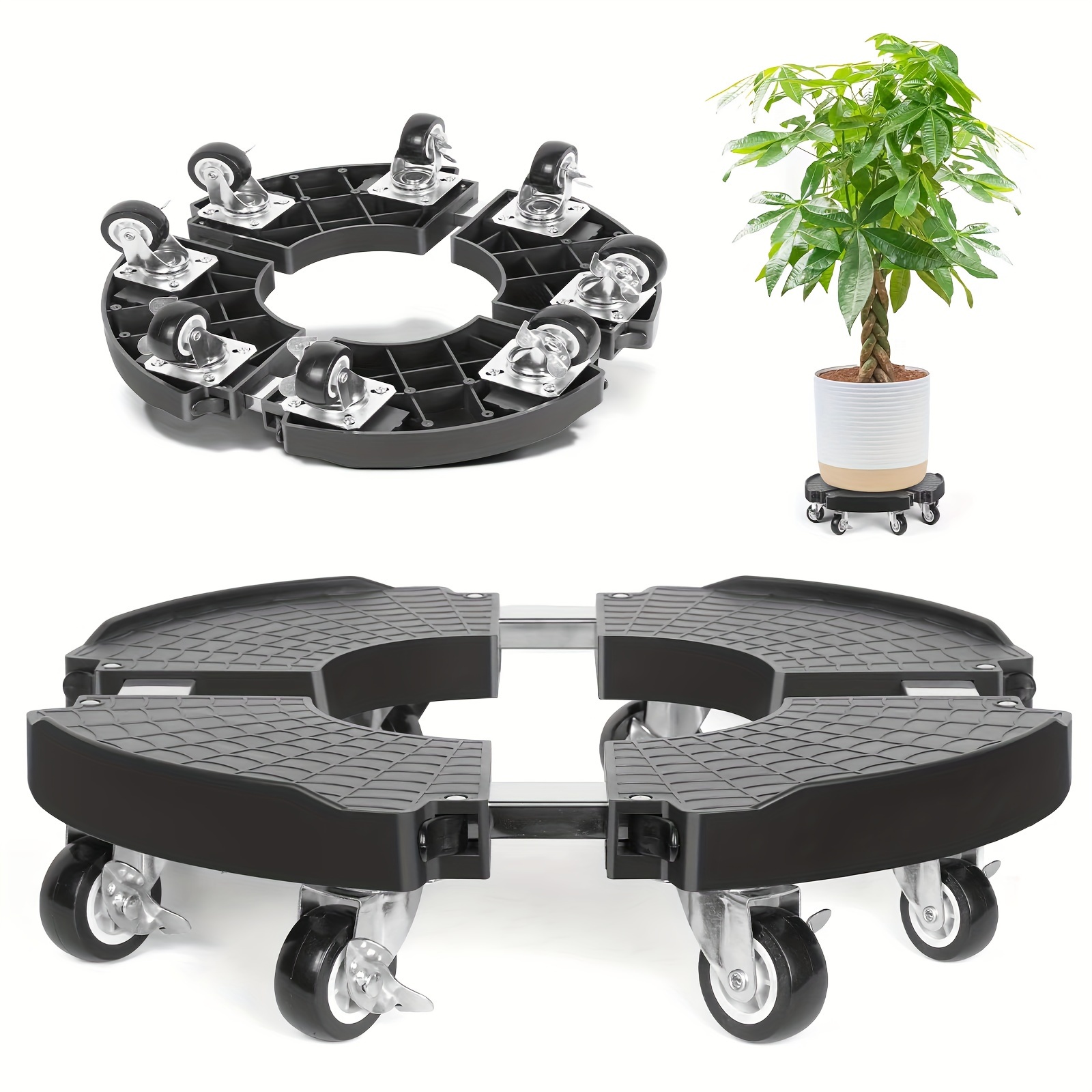 

2 Pack Plant Caddy With Wheels Heavy Duty With 8 Lockable Casters, Rolling Plant Stand Adjustable For 8inch-22inch Outdoor Indoor Large Plant, Plant Stand With Wheels 330lbs Capacity