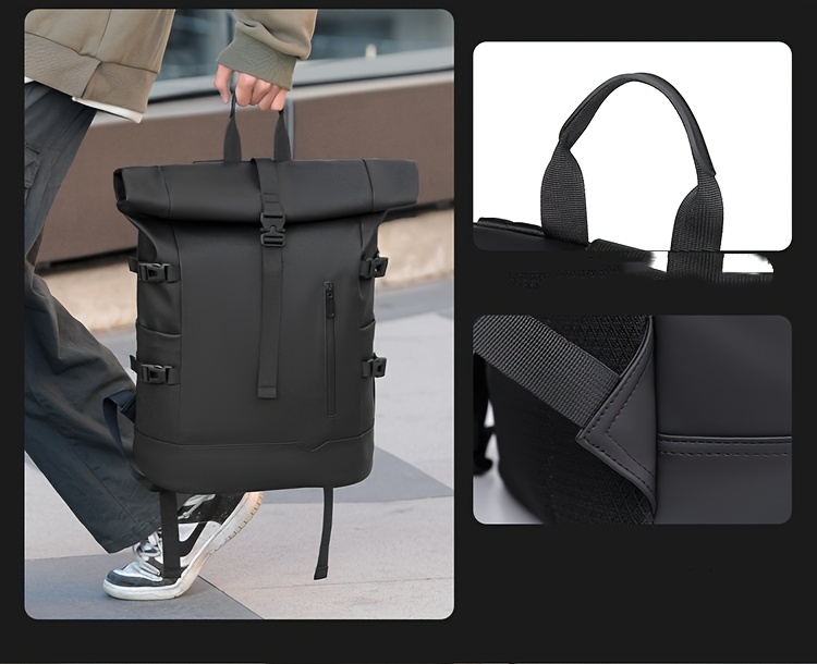 Unisex Outdoor Large Capacity Backpack for Travel And Sports, Roll-Top Laptop Bag, Stylish Casual Backpack for Men