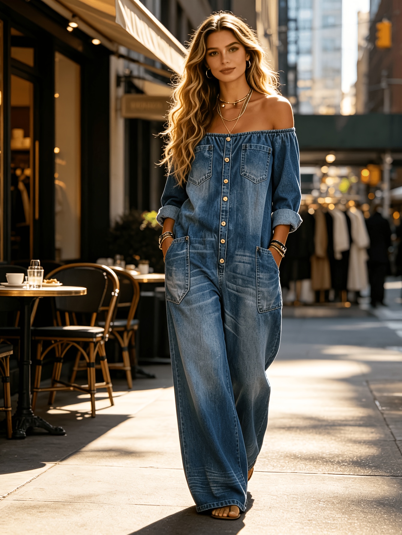 womens off shoulder wide leg jumpsuit with button front loose fit casual overalls romper   daily   weekend shopping date outfits beach vacation travel photos   in summer
