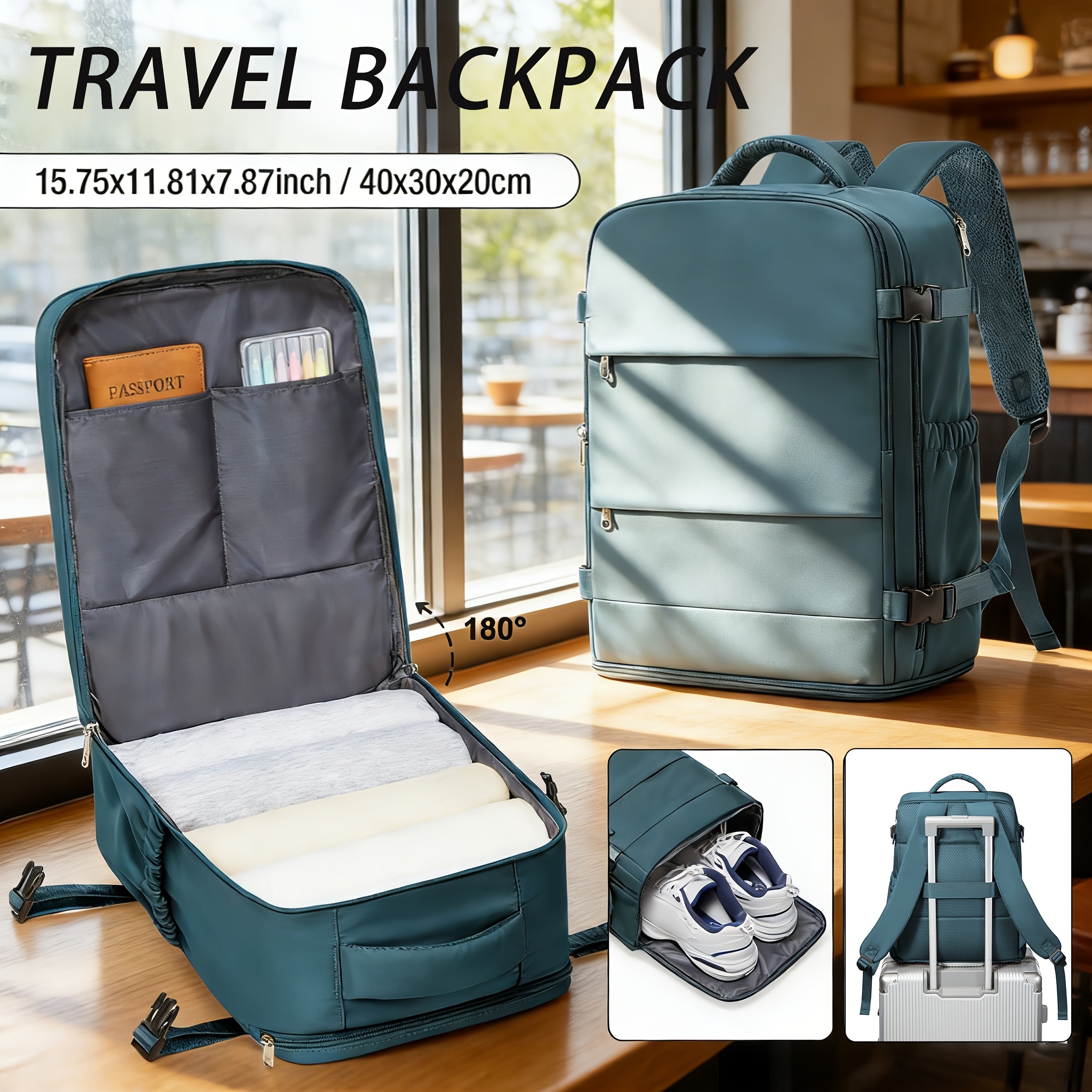 TEMU Bolso de Cabina Ryanair 40X30X20Cm, Mochila de Viaje Aprobada por Aerolíneas para Debajo del Asiento, Mochila para Laptop de 15.75 Pulgadas,