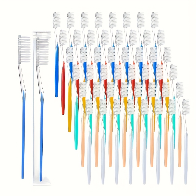 

50-pack Soft Nylon Toothbrushes, Disposable Manual Toothbrushes With Packaging, Medium Soft For Adults, Ideal For Travel And Hotel Use, Oral Care