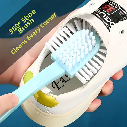 Random Color (1pc) 5-Sided Shoe Brush, Soft Bristle Laundry Scrub Brush for Sneakers, Clothes And Household Cleaning, Stain Remover Tool for Footwear And Fabric