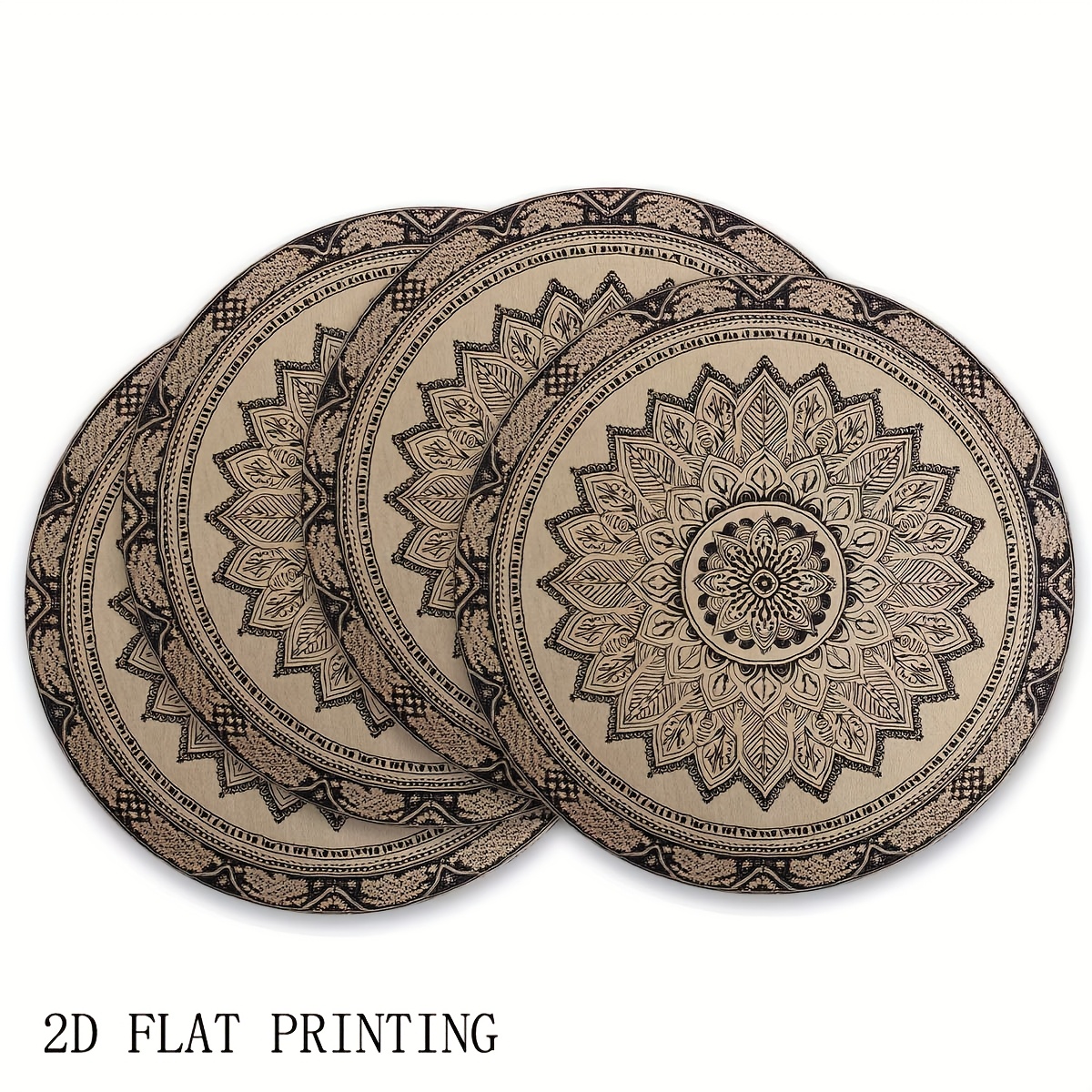tischsets aus jute im bohemian-mandala-stil – rundes gewebtes