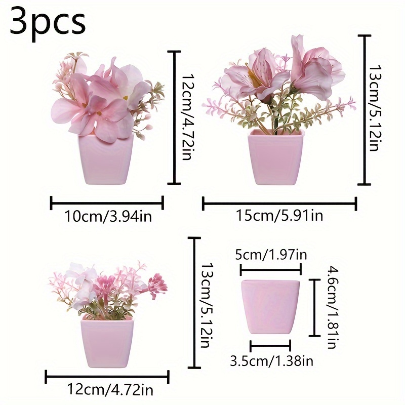 3pcs Simulation Plant Potted Plant Combination Suitable For Room, Bedroom, Office, Hotel Decoration And Placement
