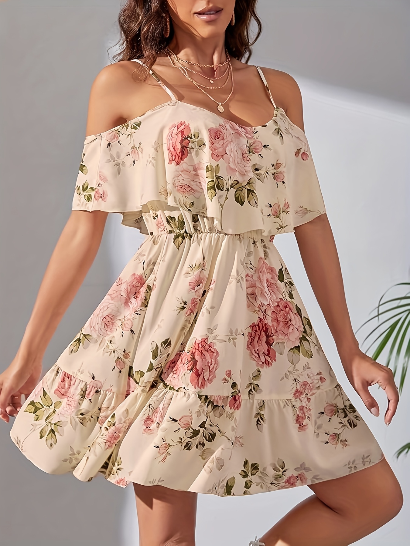 Short Floral Sundress Short Printed Dress Women Comfort Mini Dress