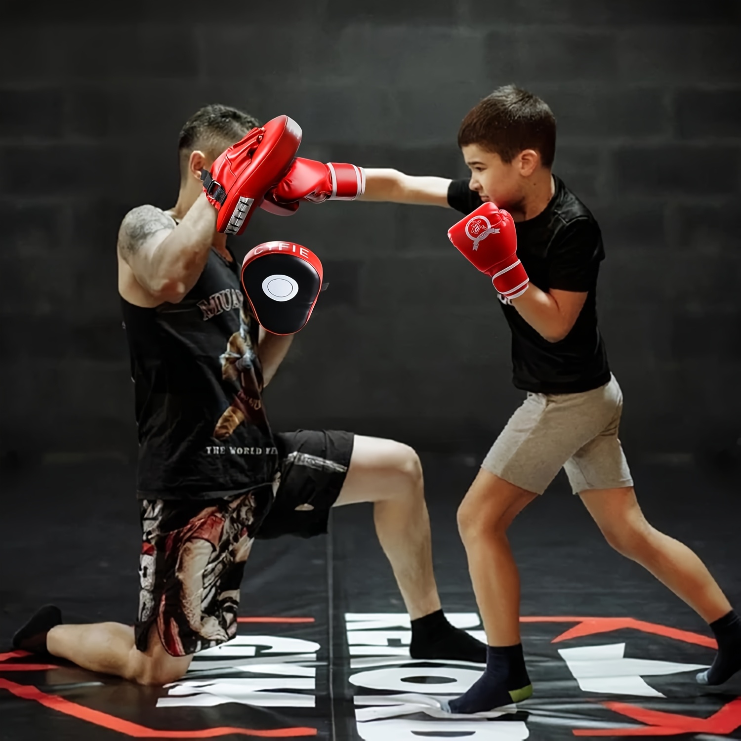 2-in-1 Kickboxing Gloves And Punching Mitts Set For Kids - Sports Boxing Gloves And Pads For MMA, Karate, Muay Thai, Taekwondo Boxing Kit