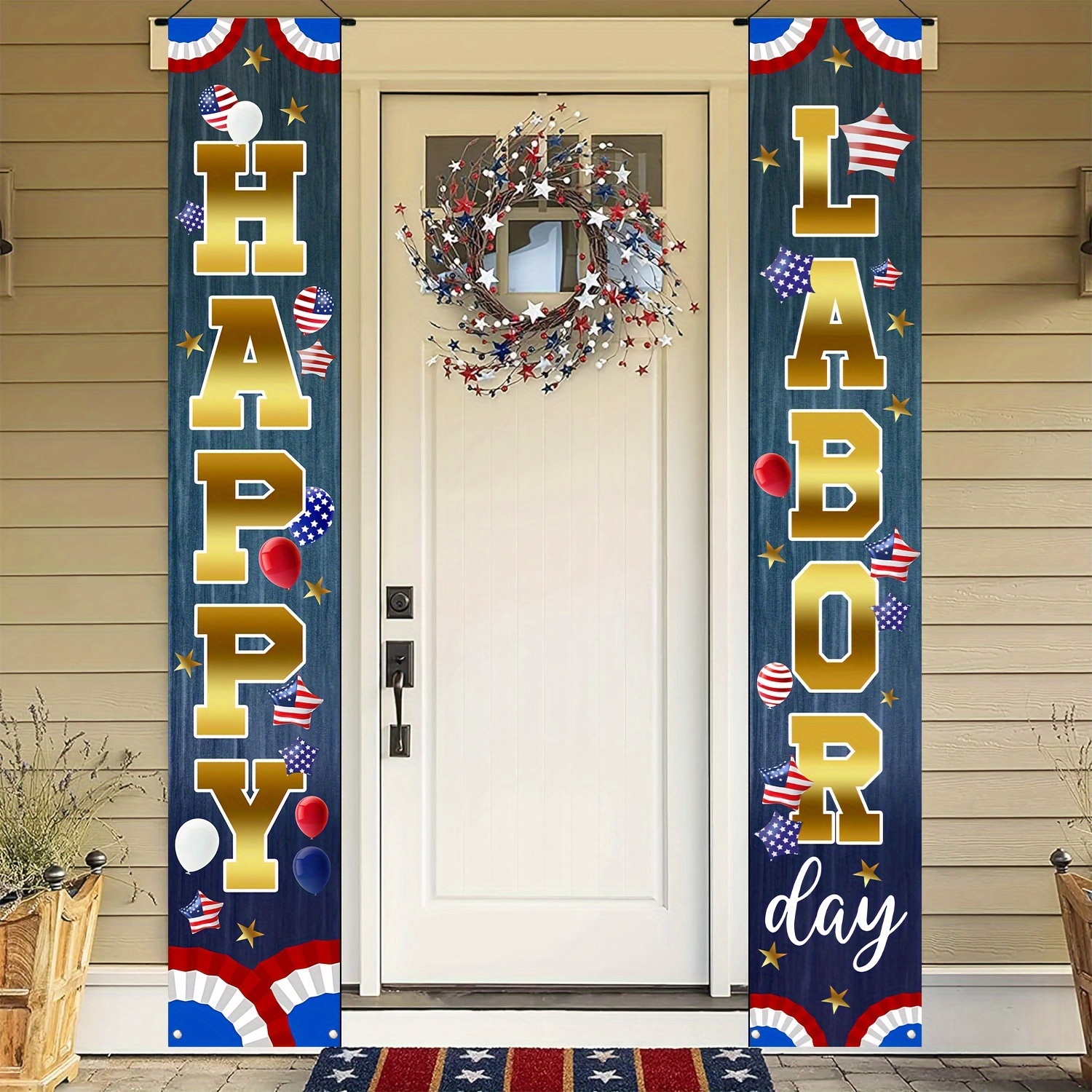 Happy Labor Day Porch Banner Stars Stripes American Temu United Kingdom