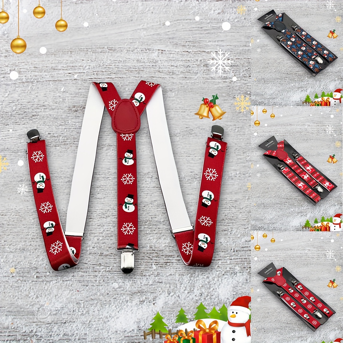 

Christmas Suspenders Santa & Snowman - Stretchable, For