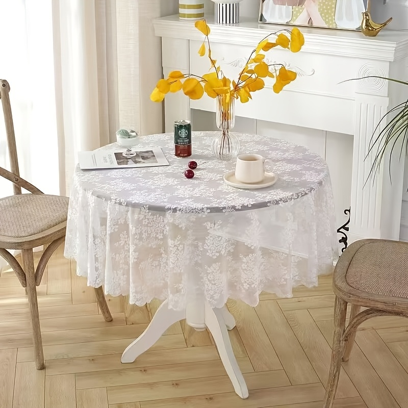 1pc Exquisite Lace Round Tablecloth with  , Suitable for Dining Tables, Living Rooms, and Balcony Tables. Applicable  , Weddings, Birthday Parties, Family  , and   Events