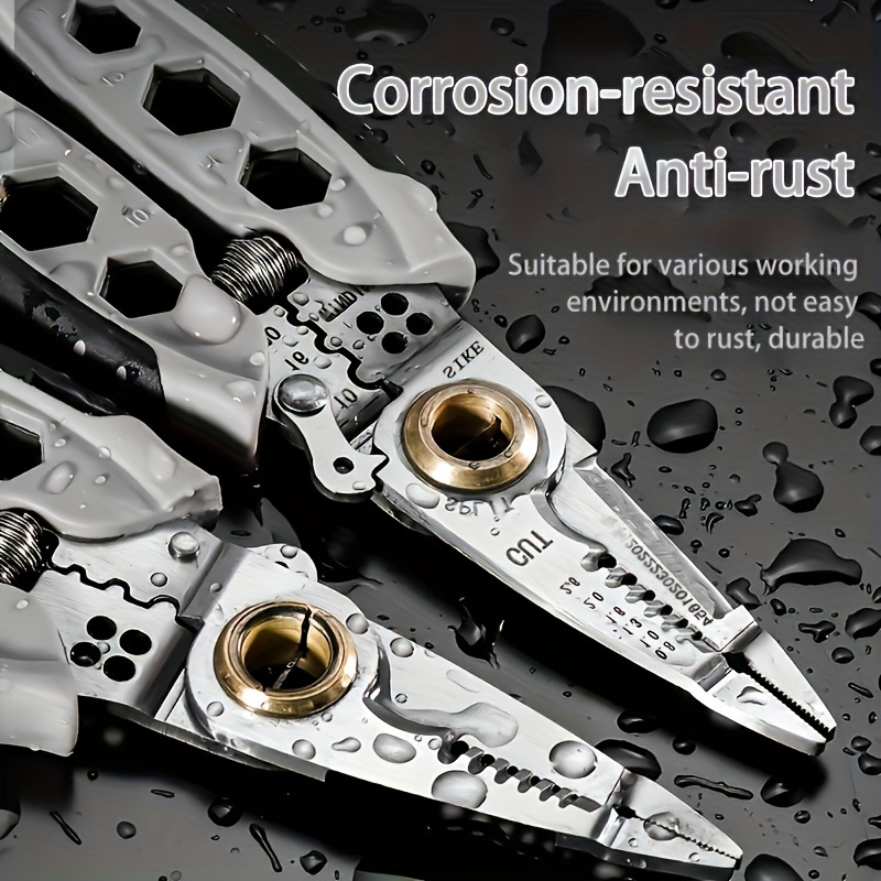 multi functional electricians pliers 1 pack heavy duty wire stripping tool with crimping cutting and clamping features labor saving design metal construction for home renovation electrical maintenance automotive and construction work Product details 0