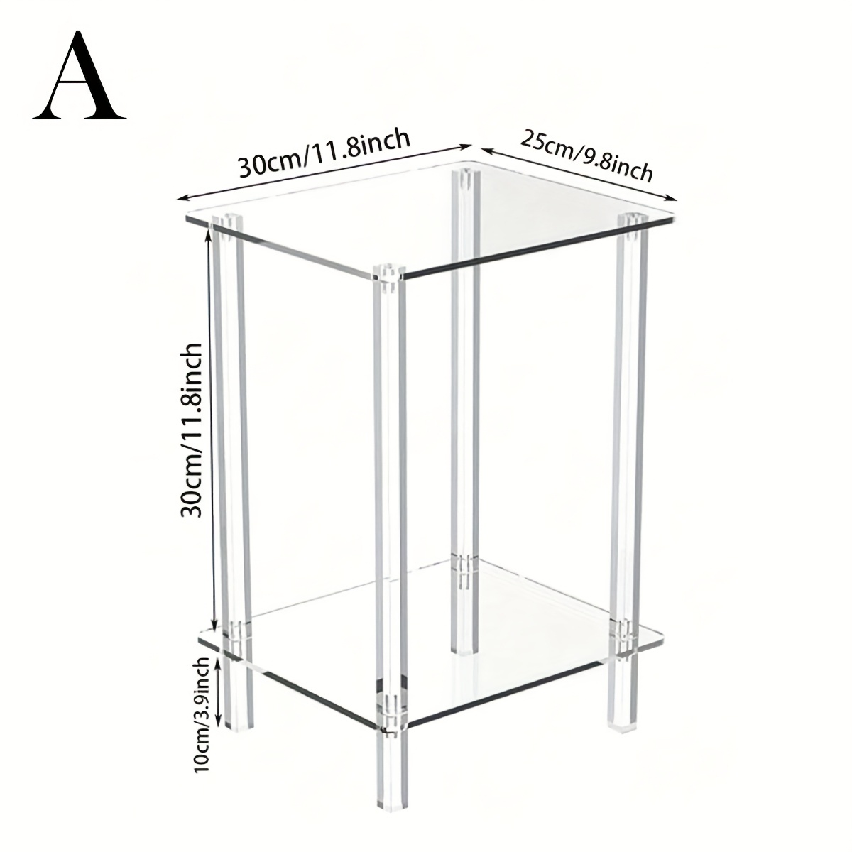 TEMU Acrylic Transparent Side Table, 2-tier Living Room End Table, Small Modern Bedside Table Home Decor Table Shelf End Table For Office Bedroom