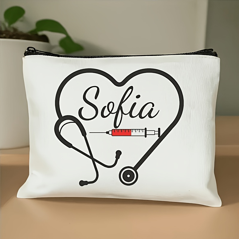 TEMU 1pc Customizable Nurse Stethoscope Print Makeup & Toiletry Bag - Reusable Zipper Pouch Suitable For Travel, Gifts, Diy Personalization, Suitable