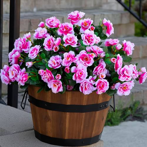 4pcs lifelike camellia artificial flowers uv resistant fabric bouquet for outdoor and indoor decoration planters patios gardens yards no container required artificial outdoor flowers