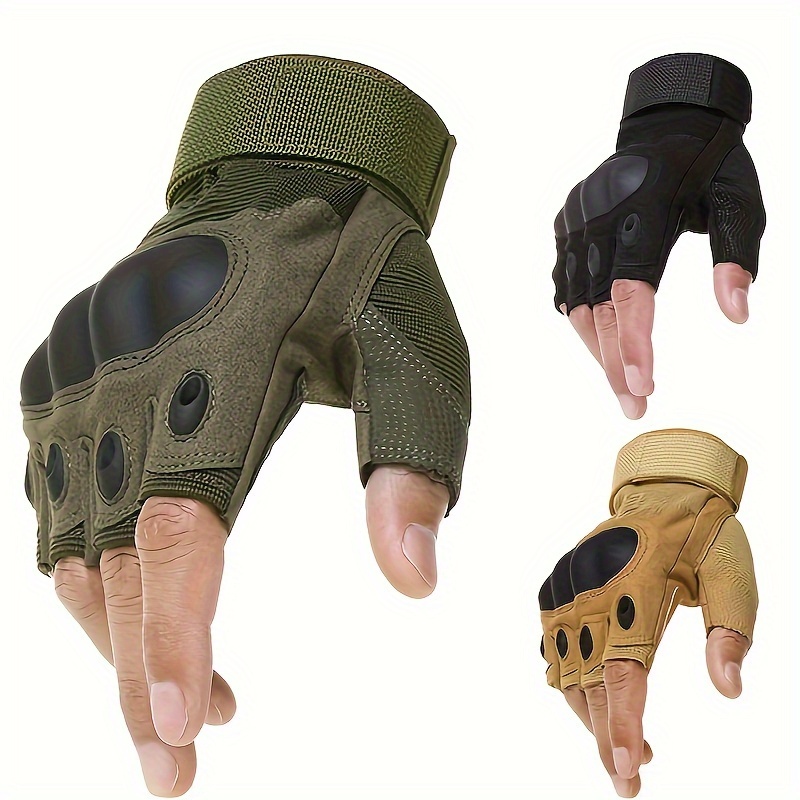 

Breathable Half-finger Gloves With Hard Carbon Knuckle, Nylon Fabric, Hook-and-loop Closure - Ideal For Outdoor