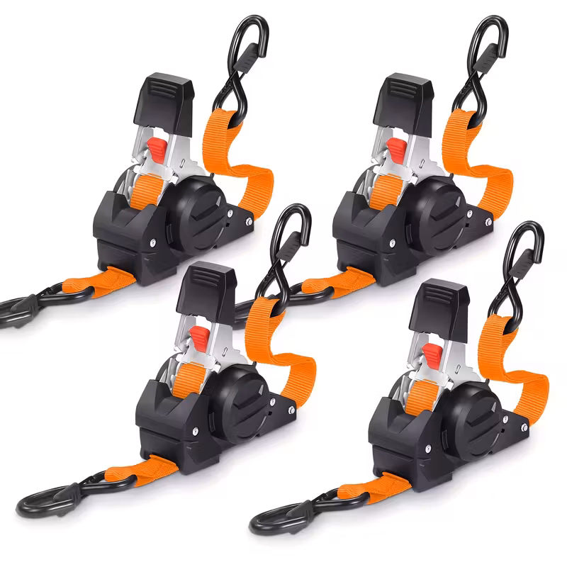 4pcs 2pcs retractable ratchet straps   heavy duty auto self retracting tie down straps 1500lb break strength cargo straps for truck cargo trailer motorcycle moving appliances Product details 8