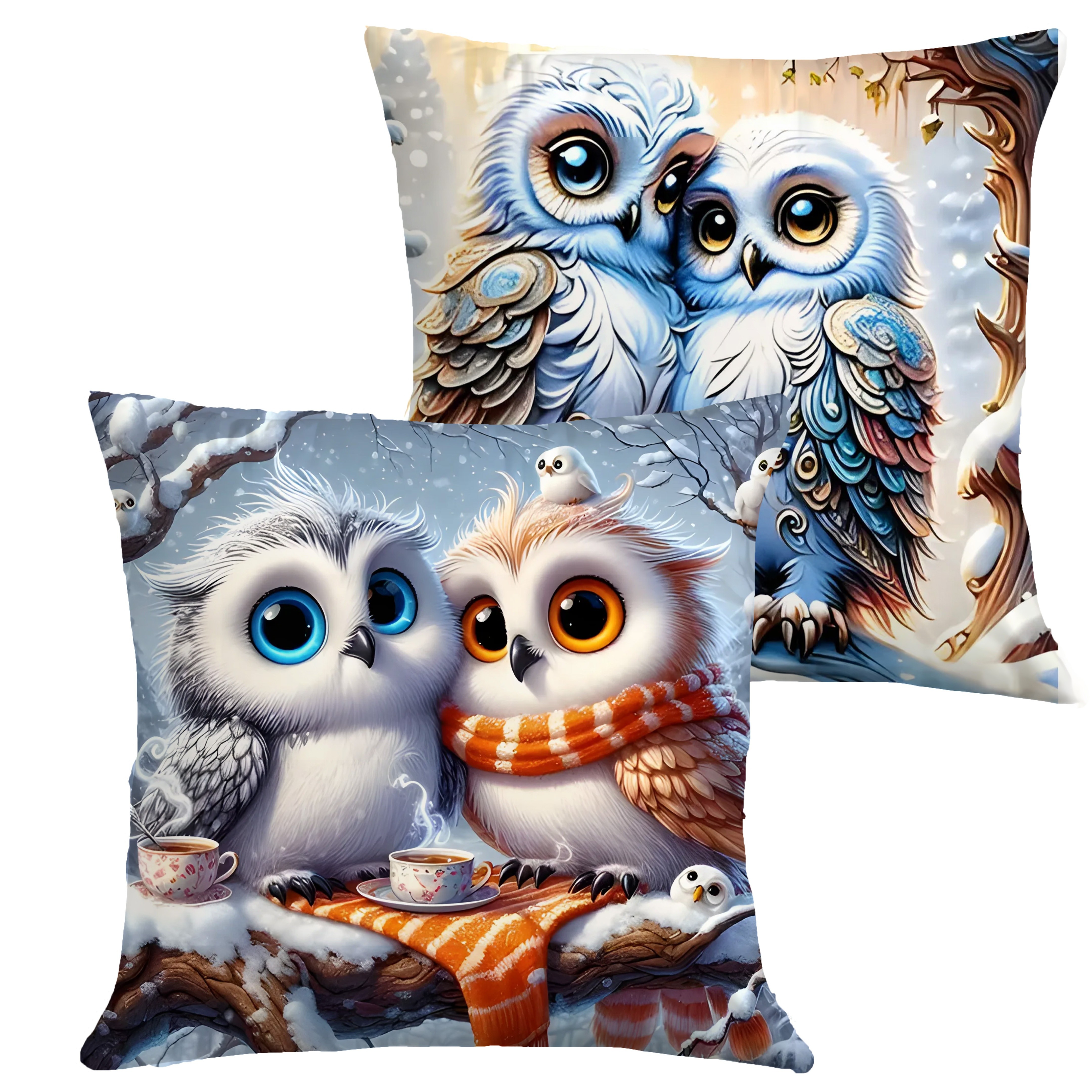 

2pcs Christmas Cute Owl Animal Pet Winter Pillowcase, Suitable For Bedroom, Sofa, Living Room, Office, Hotel, Restaurant, Farmhouse, Party Decoration No Pillow