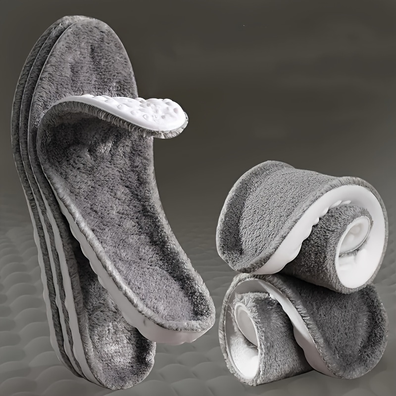 2pcs of Thickened Faux Cashmere 4D Cloud Insoles, Warm And Comfortable, Temperature-Regulating, Breathable, Moisture-Absorbing for Snow Boots And Shoes.