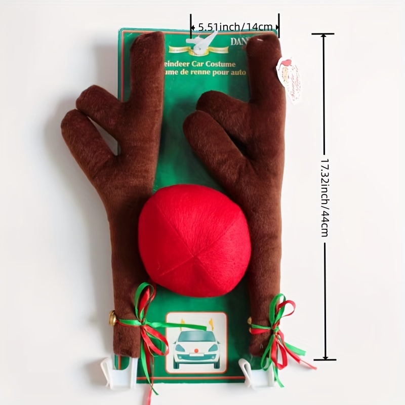 TEMU Weihnachtsauto-Dekorationsset - Samt-Rentiergeweih & Rudolph-Nase, universelles Urlaubsfahrzeug-Kostümset für saisonale Veranstaltungen,