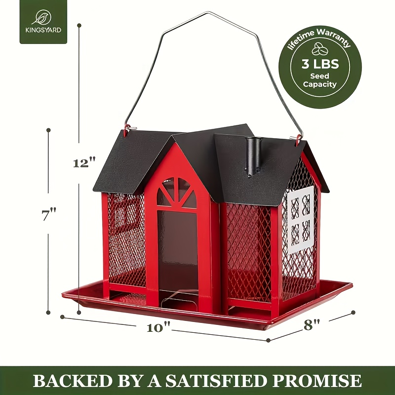 Outdoor Bird Feeder House · Designed with A Large Capacity And Equipped with Triple Feeding Ports · It Is Weatherproof, Durable And Easy to Refill - And Suitable for Outdoor Spaces, Gardens, Porches, Balconies And Country Houses