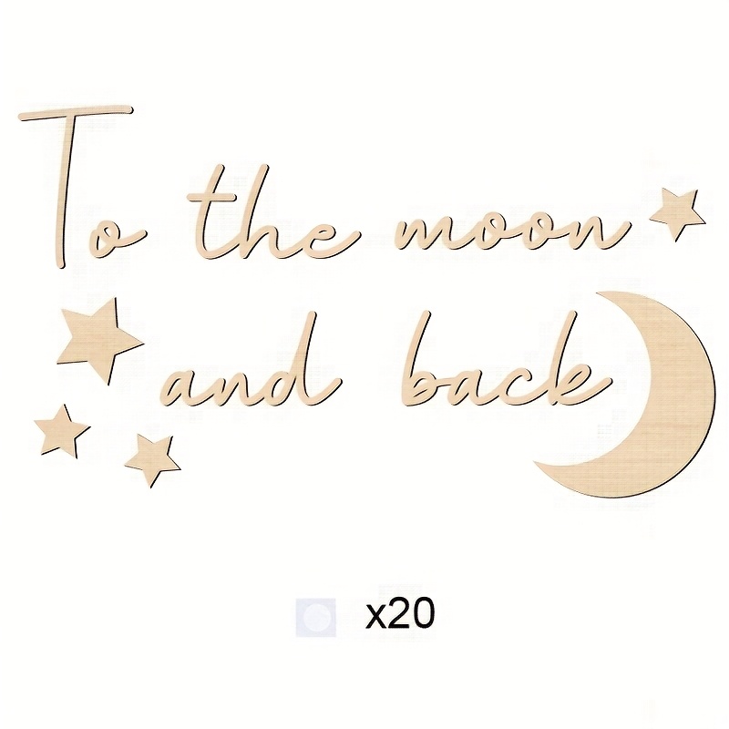 Image of Boho Style Wooden Wall Decor " And Back" With Moon And Stars, Thanksgiving Home Decoration, No Electricity Required, Featherless,halloween