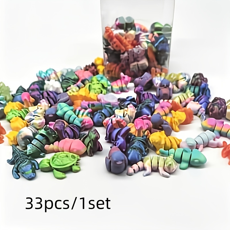 33pcs 3D Printed Animal Kingdom Toy Figure Playset