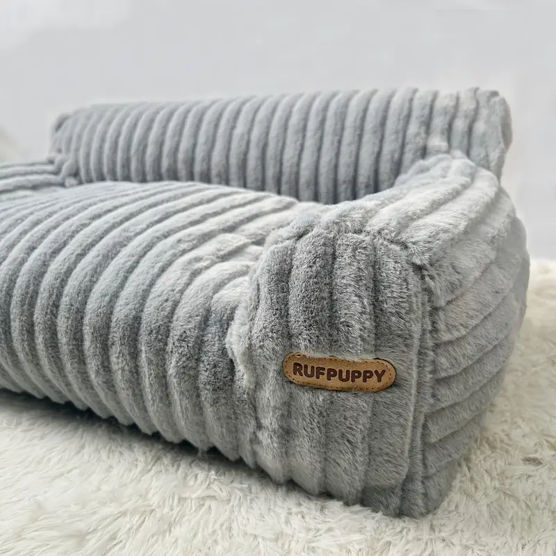 luxurious gray plush cat bed ultra soft warm sofa with non slip base removable cover napping relaxation easy to clean polyester fill ideal lounger for kittens cats cat lounger cozy pet bed nonslip base Product details 4