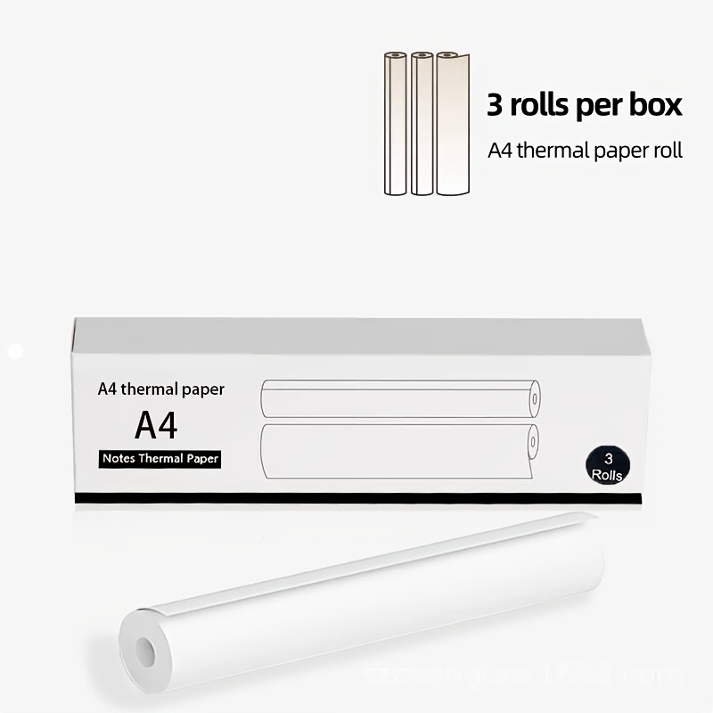 TEMU Portable A4 Thermal Paper Rolls, Fast-drying, High-, Jam-free, Long-lasting, Compatible With Mobile Thermal Printers, 3 Rolls