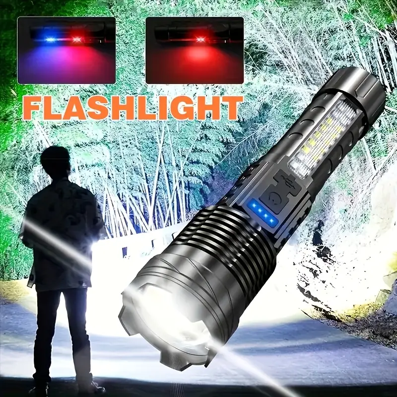 超强力可充电 led 手电筒泛光灯 - 便携式,usb 驱动,2400mah 锂电池,适用于户外露营、钓鱼、狩猎、徒步旅行和紧急情况,露营灯 详情 1