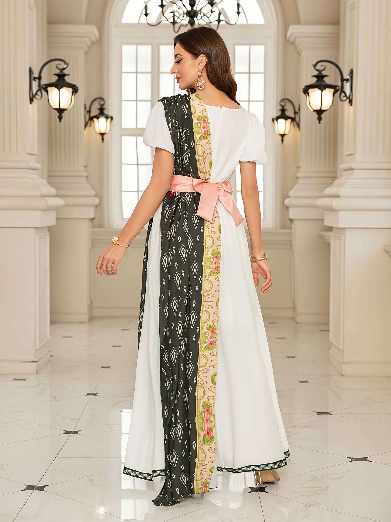 pattern festival dress Cookery festival pattern v-neck dress main image 1