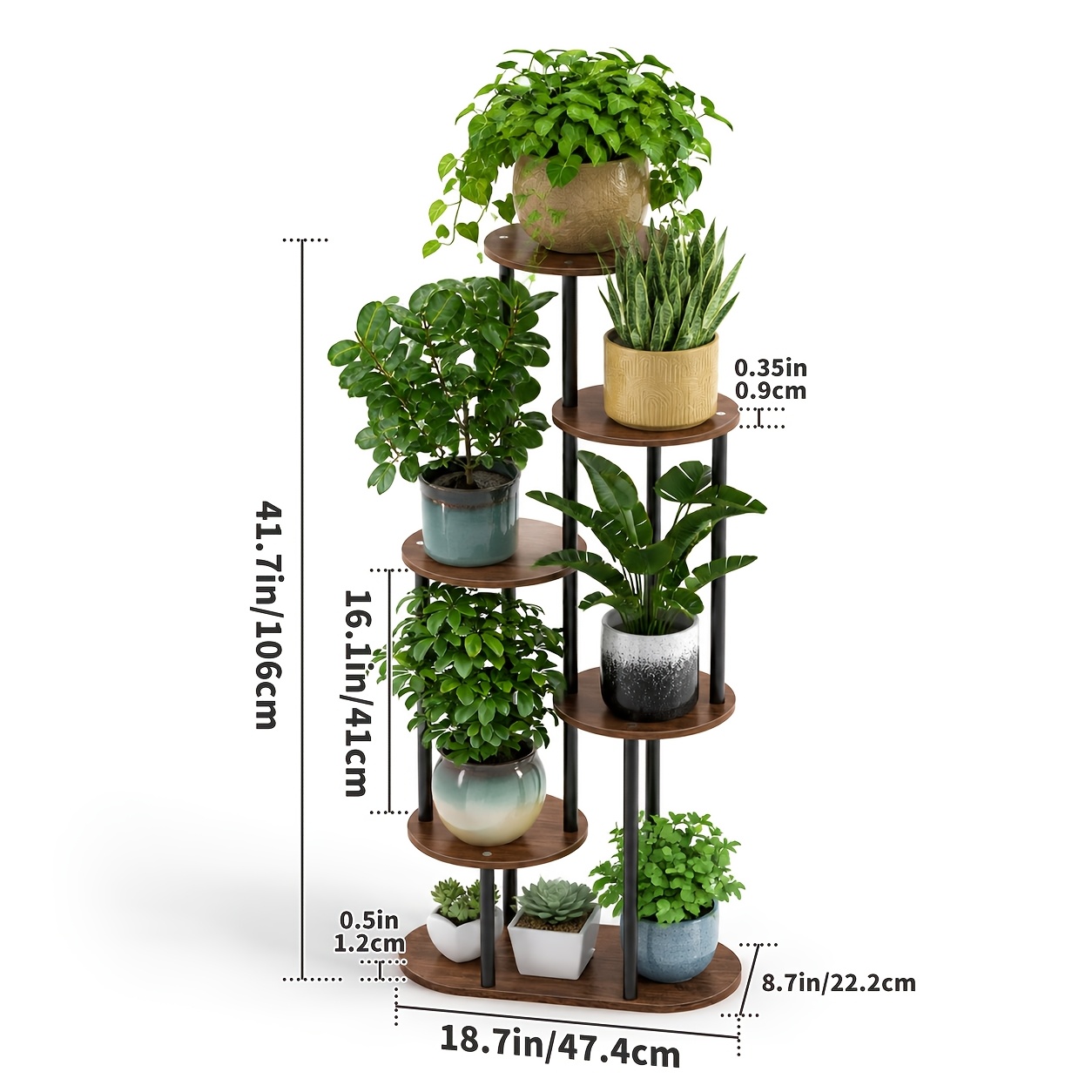 TEMU Support décoratif autoportant pour fleurs et plantes, étagère pour plantes et pots de fleurs, support d' robuste à plusieurs niveaux, étagère de