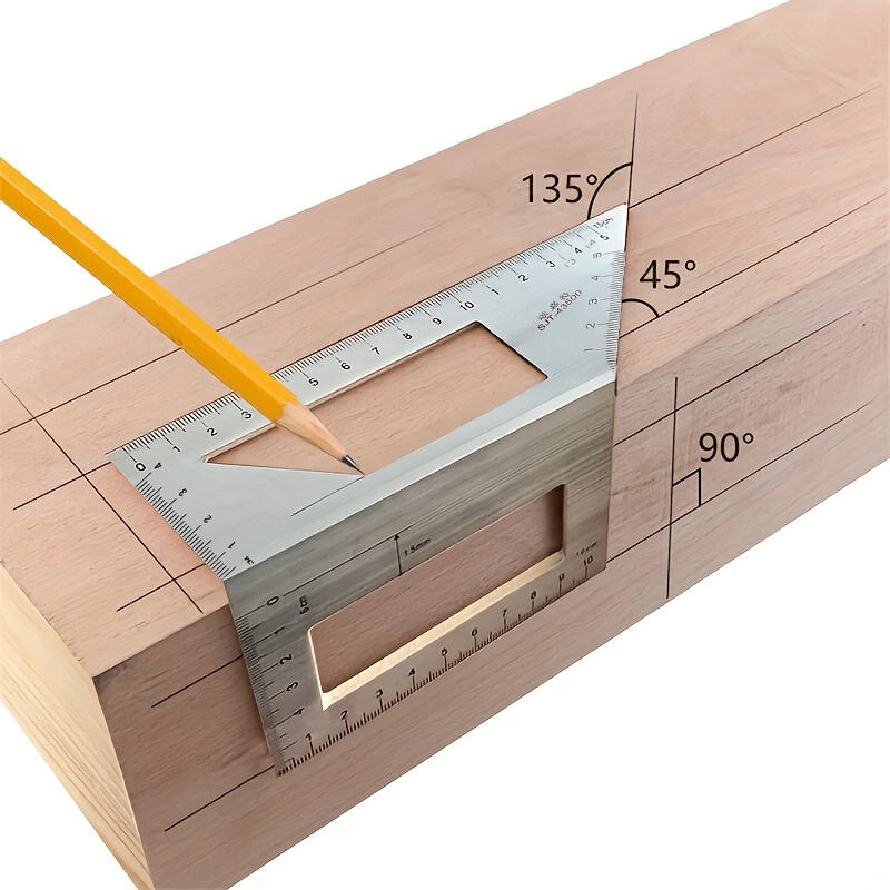 

1pc Professional Multifunction Angle Ruler - 45° & 90° Degree Aluminum Alloy Square Gauge For Woodworking, Measuring, And Precision - , , And Versatile Tool For Diy