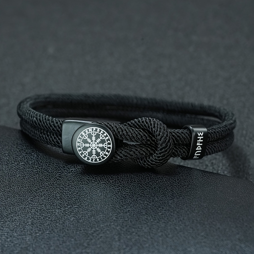 TEMU 1pc Men's Viking Compass Rope Bracelet, Engraved Men's Jewelry Bracelet