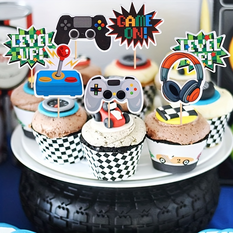 Ensemble De 12 Décorations De Cupcakes Sur Le Thème Des Jeux Vidéo Avec Des Manettes, Parfait Pour Décorer Des Gâteaux * De Fêtes De * D'anniversaires Ou De Fêtes D'anniversaire. Pour Halloween, Noël