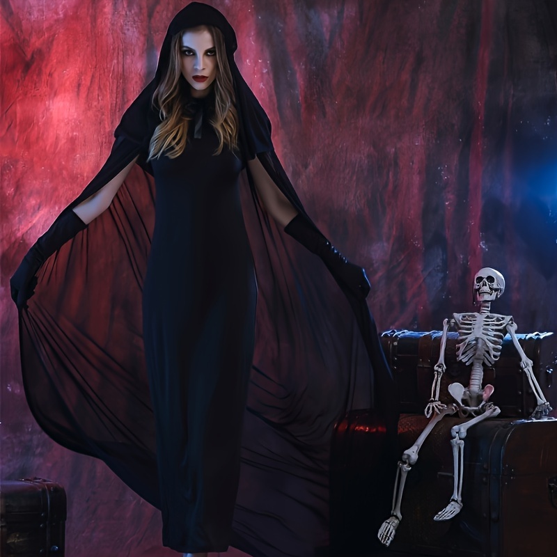 Hexen-Kostüm Set Damen - Komplettoutfit Mit Umhang, Hut & Accessoires