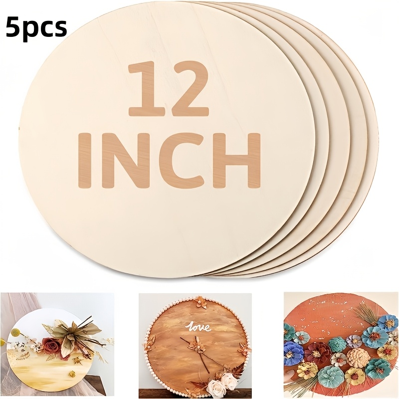 

5-pack/10-pack 12-inch Light Brown Wooden Circles For Crafts, Round Wood Cutouts For Diy Door Hangers, Signs & Wood Burning Projects