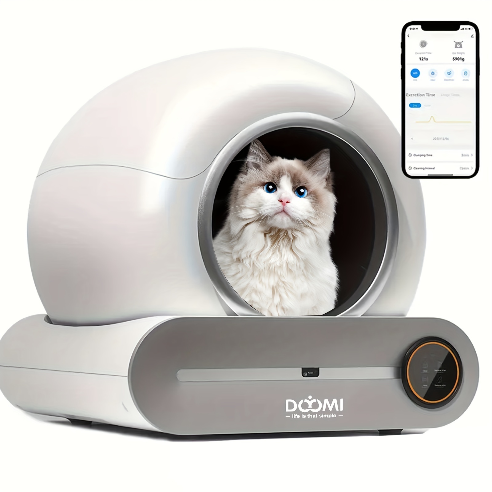 

Doyomi Automatic Cat Litter Box, Self Cleaning Cat Litter Box With 65l+9l Large Capacity, Free App Automatic Litter Box For Multiple Cats, Odor Removal Anti Pinch Halloween Gifts