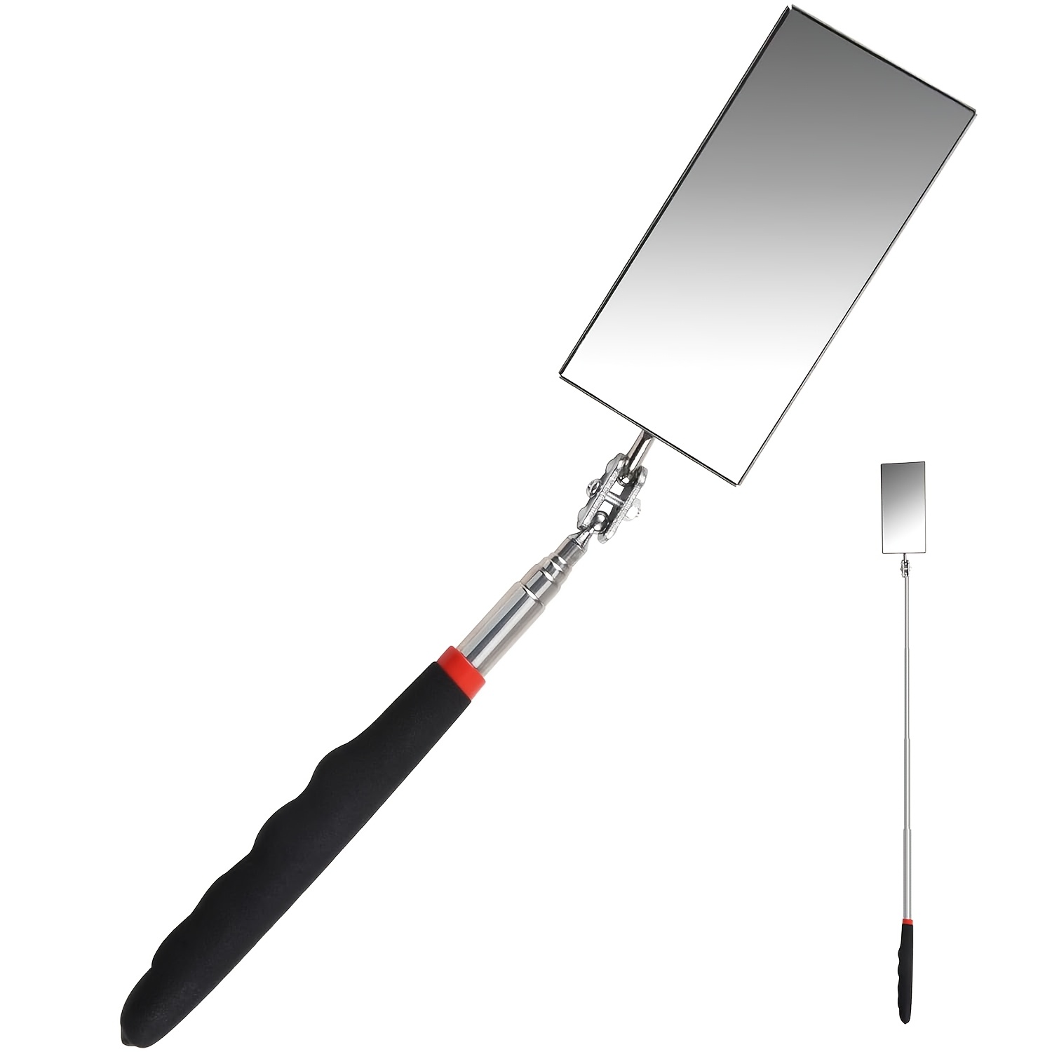 E-shop Verstellbarer Teleskop-Prüfspiegel, von 30 Zoll, mit flexiblem rechteckigem Design. Dieser einziehbare Mechanikerspiegel ist mit einem langen