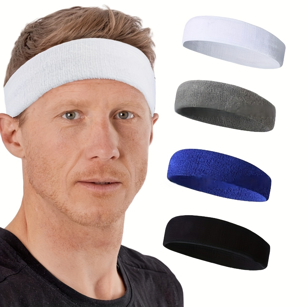 4pcs sweat wicking towel headbands for men stylish nylon yoga   breathable lightweight ideal for sports workout running basketball tennis golf yoga running