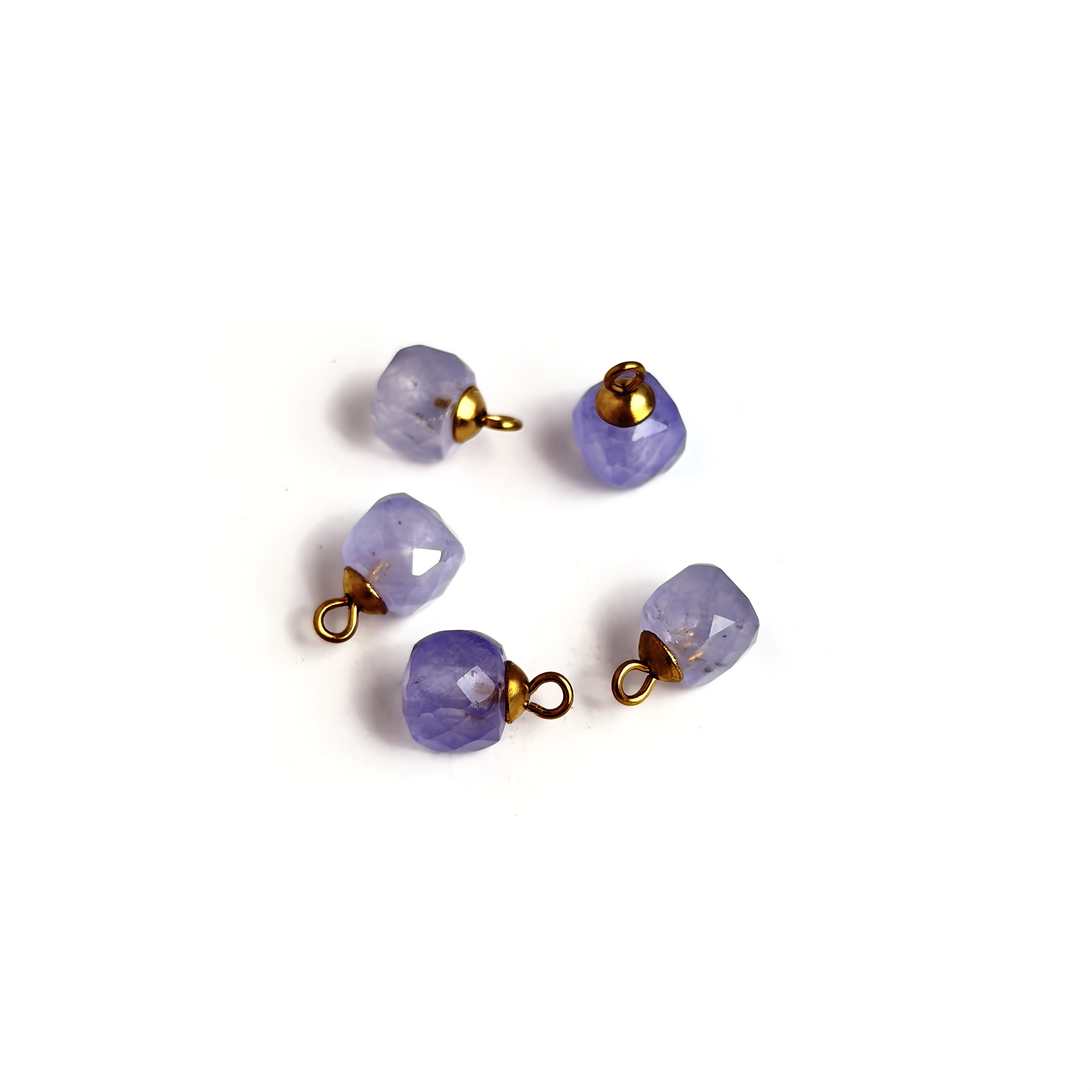 5pcs Natural Stone Square Faceted Pendant Set for DIY Jewellery