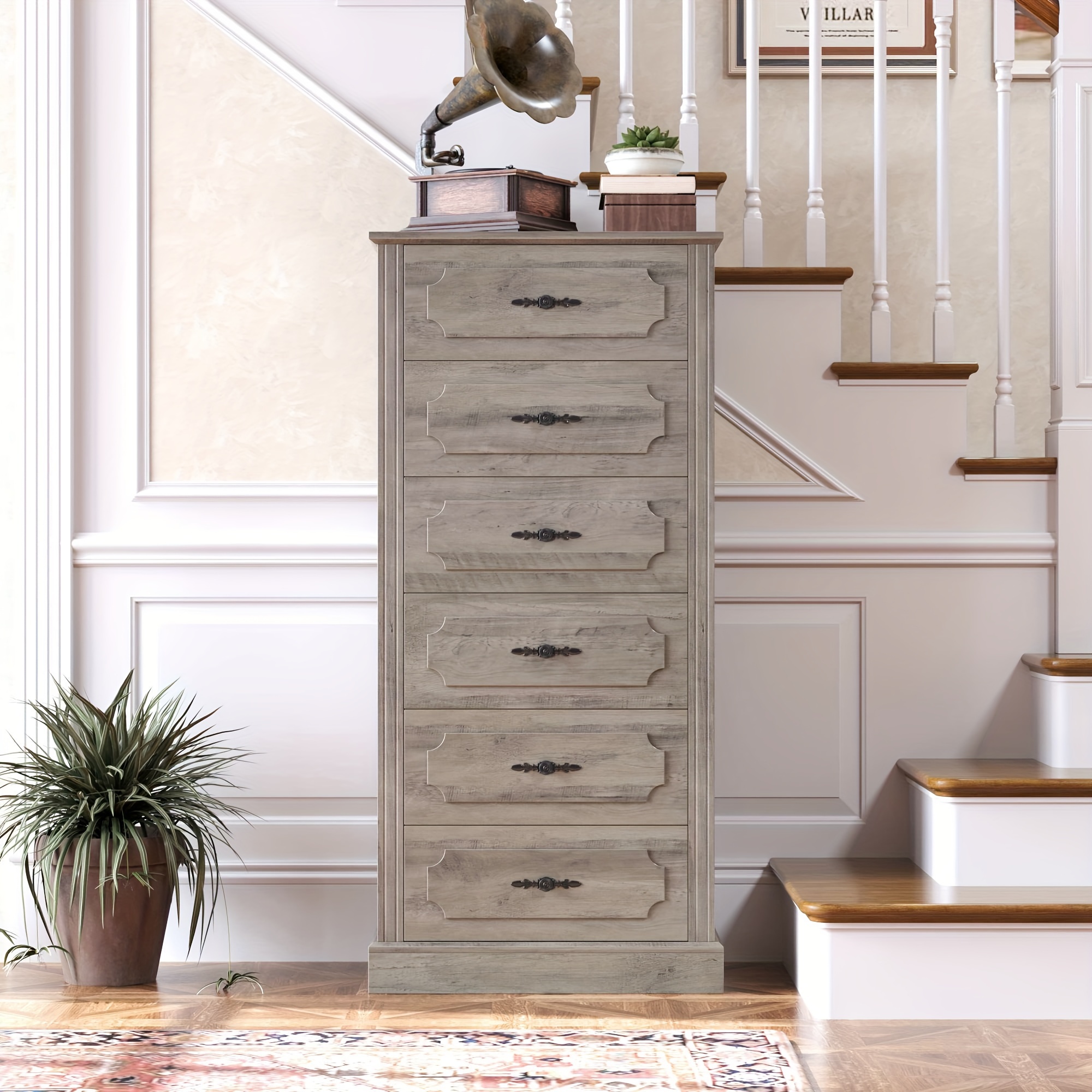 

Fultru 6 Drawer Dresser, Wide Chest Of Drawers For Living Room, Tall Floor Storage For Home And Office