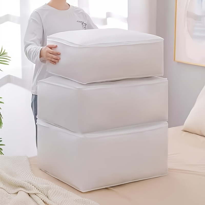 1pc Peva Quilt Comforter Storage Bag Organizer For Bedding Clothes Moving Packing Large Capacity Waterproof And Moistureproof
