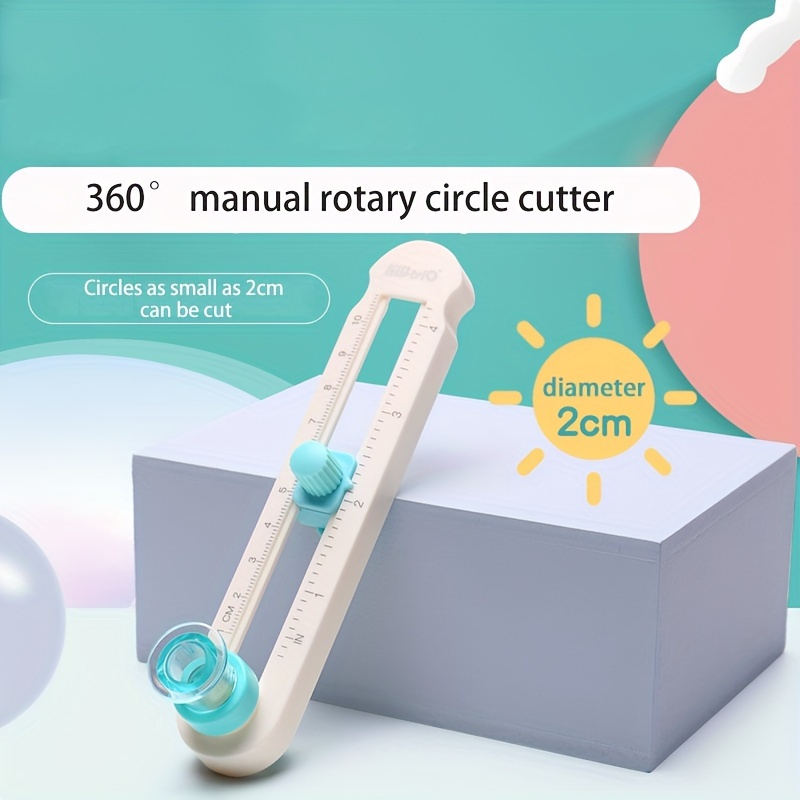 

360° Manual Rotary Cutter - Precision Paper & Card Cutting Tool With Dual 2cm Circles, Handles For Diy Crafts, Greeting Cards, And Photo Editing