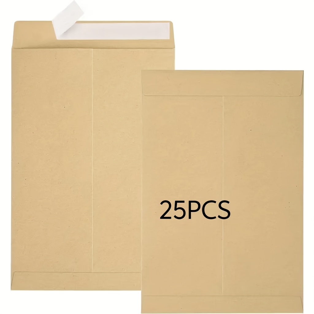 TEMU 25pcs/100pcs Paper Blank Envelope A4 Large Envelope 9 * 12 Inches Thick Paper Self-sealing Thank You Blank Card And Envelope, Suitable For Diy 9
