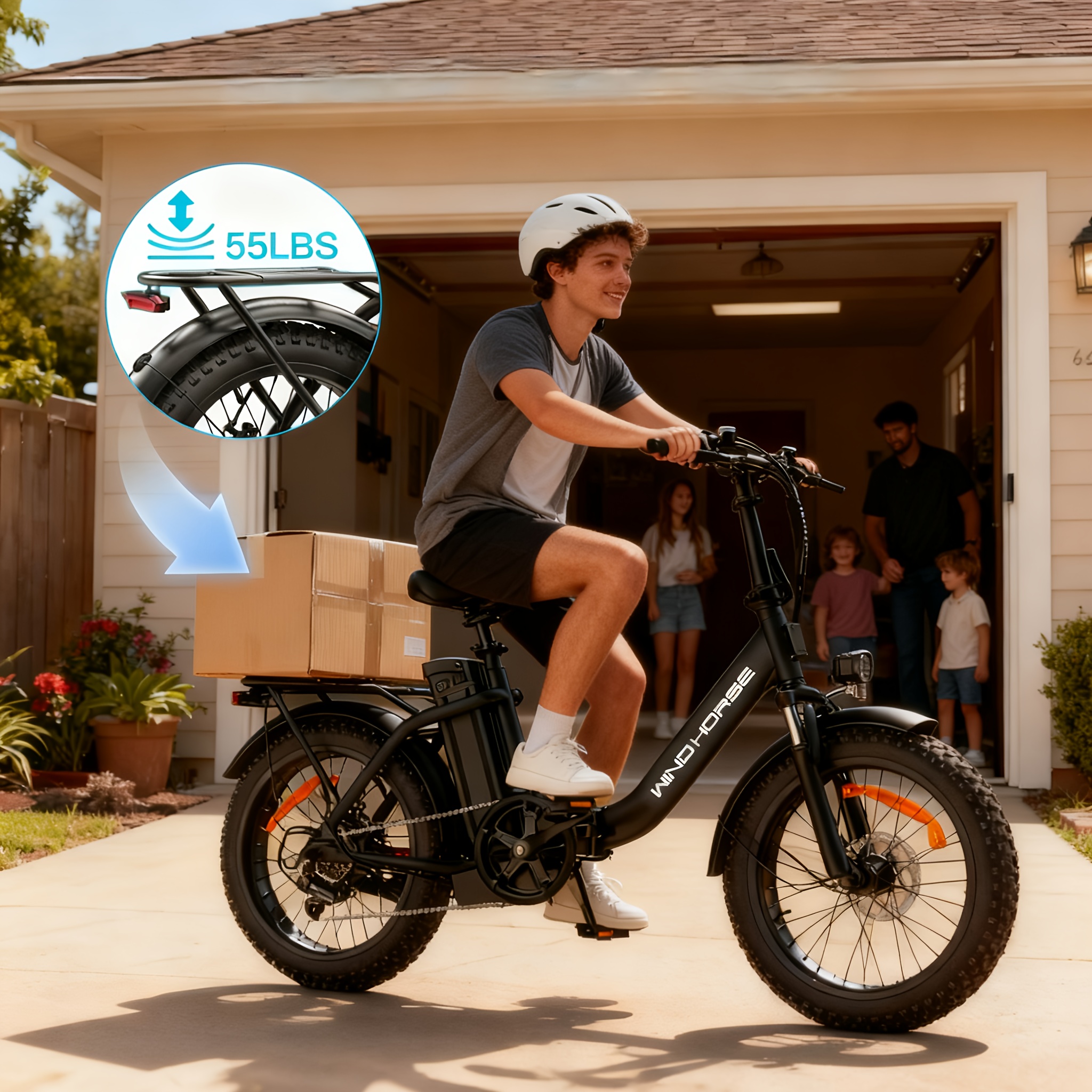 foldable electric bike for adults 720w powerful motor 20 mph 55 70 miles long range 330lbs capacity dual seat design with   gears 5 riding   suspension and adjustable handlebar     outdoor   commuting