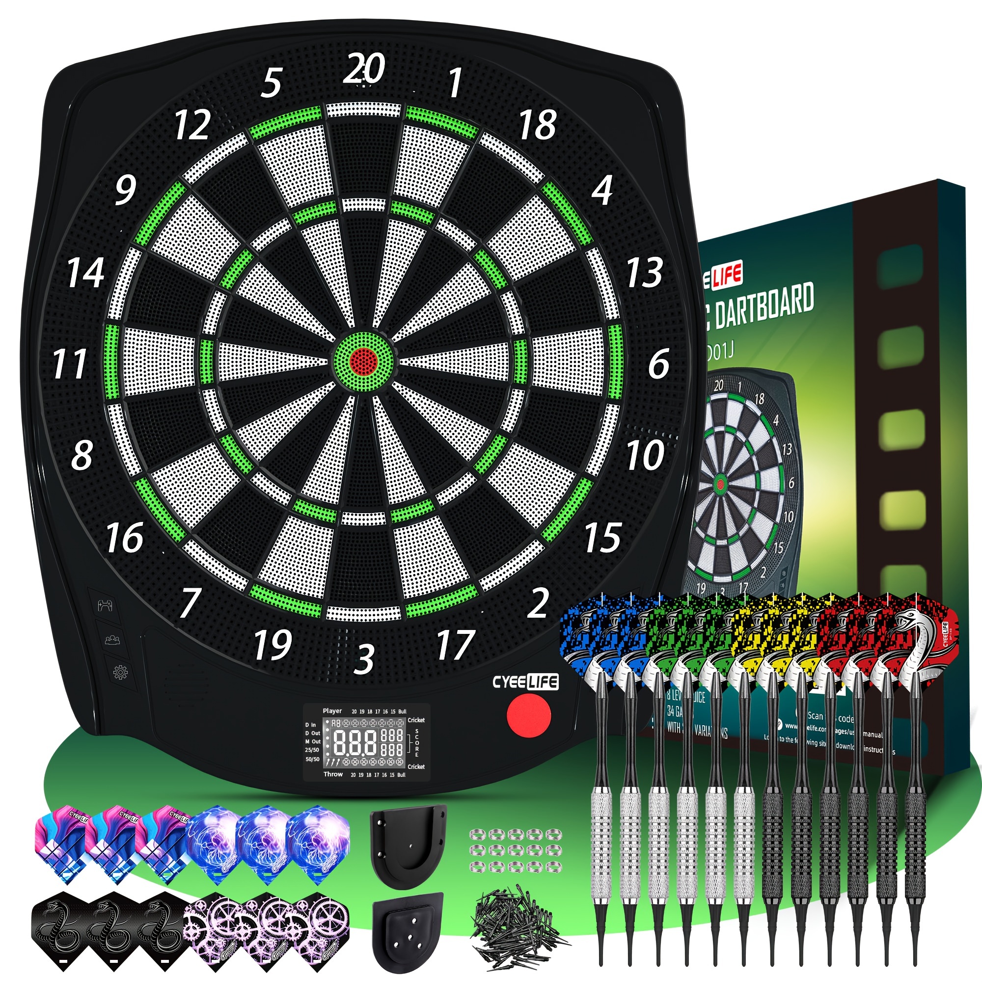 

Cyeelife Electronic Soft Dart Target With 12 Soft Pointed Darts, Switching Between 3 Languages, And Multiple Game Modes